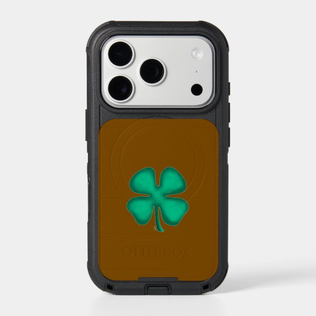 Lucky 4 Leaf Irish Clover brown iPhone 17 Pro case (Back)