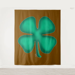 Lucky 4 Leaf Irish Clover brown tapestry