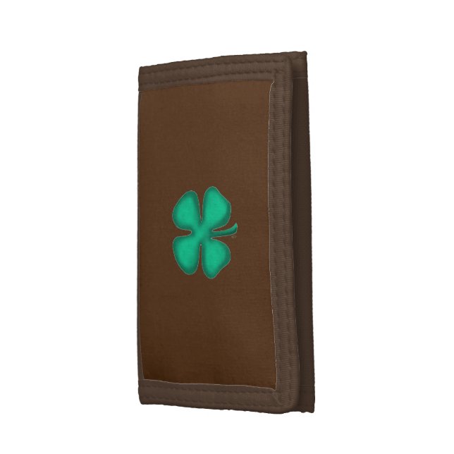 Lucky 4 Leaf Irish Clover brown wallet (Side)