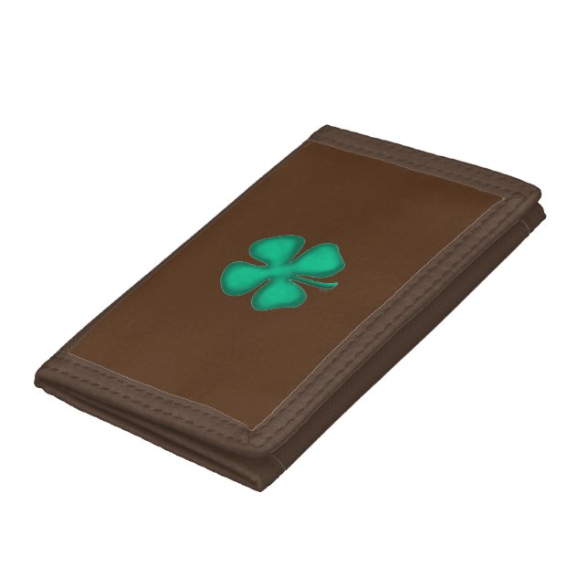 Lucky 4 Leaf Irish Clover brown wallet brown trim (Bottom)
