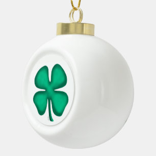 Lucky 4 Leaf Irish Clover ceramic ball ornament