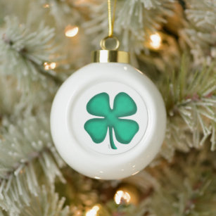 Lucky 4 Leaf Irish Clover Christmas ball Ceramic Ball Christmas Ornament