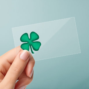Lucky 4 Leaf Irish Clover clear business cards