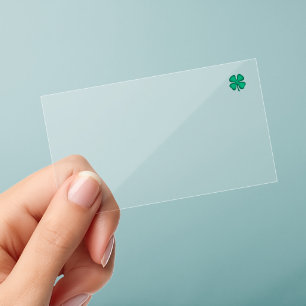 Lucky 4 Leaf Irish Clover clear business cards sm