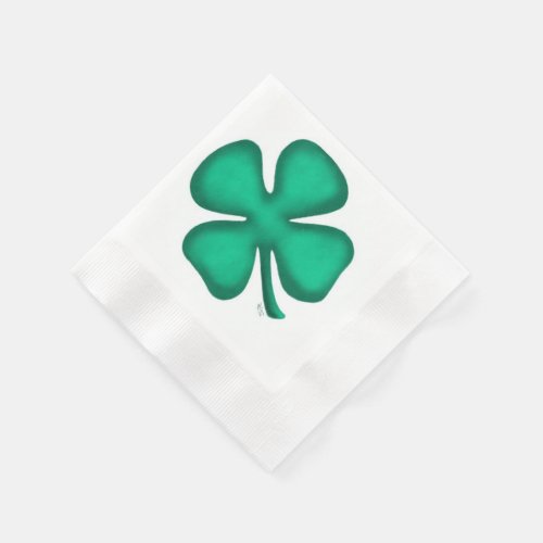 Lucky 4 Leaf Irish Clover coined cocktail napkin