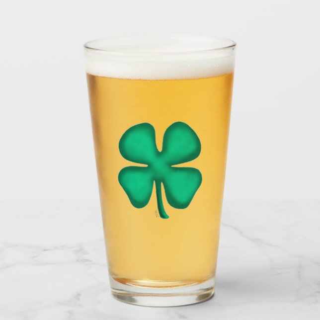 Lucky 4 Leaf Irish Clover Collins glass tumbler (Front Filled)
