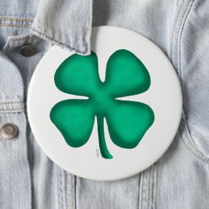 Lucky 4 Leaf Irish Clover colossal button