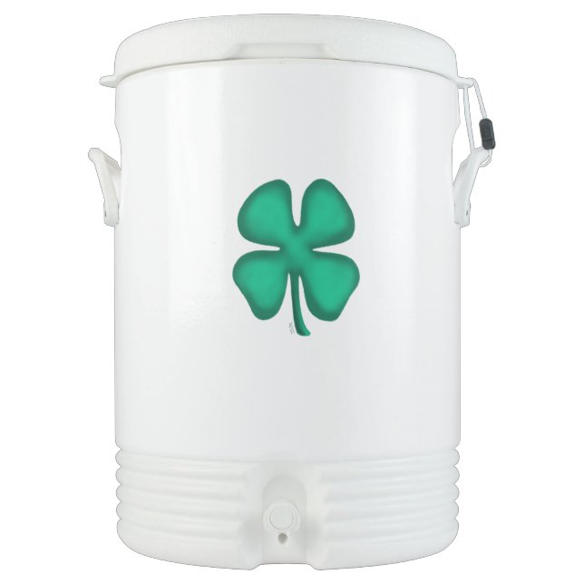Lucky 4 Leaf Irish Clover cooler white 10 gallon (Front)