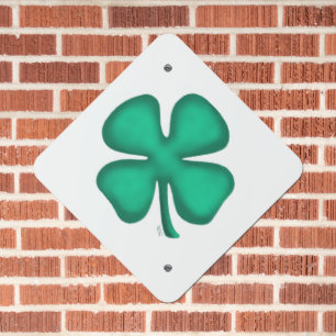 Lucky 4 Leaf Irish Clover diamond metal sign