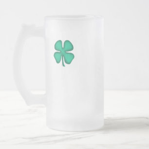Lucky 4 Leaf Irish Clover frosted mug