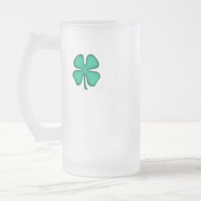 Lucky 4 Leaf Irish Clover frosted mug (Left)
