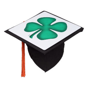 Lucky 4 Leaf Irish Clover graduation cap