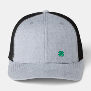 Lucky 4 Leaf Irish Clover gray black retro cap