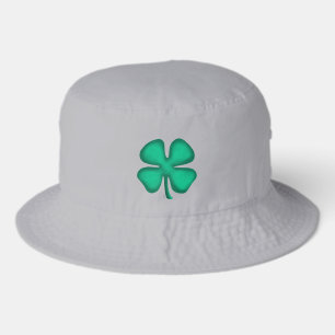 Lucky 4 Leaf Irish Clover gray bucket hat