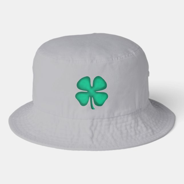 Lucky 4 Leaf Irish Clover gray bucket hat (Front)
