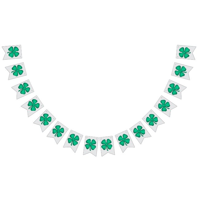 Lucky 4 Leaf Irish Clover gray bunting banner (All)