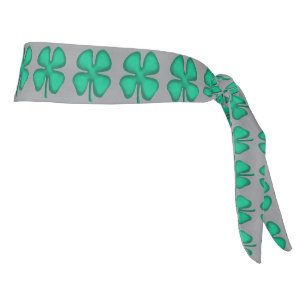 Lucky 4 Leaf Irish Clover gray headband plus