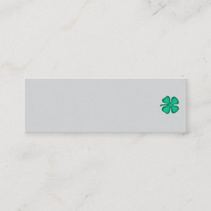 Lucky 4 Leaf Irish Clover gray mini business card