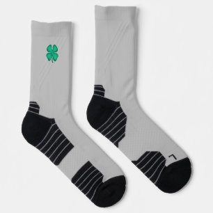 Lucky 4 Leaf Irish Clover gray performance socks