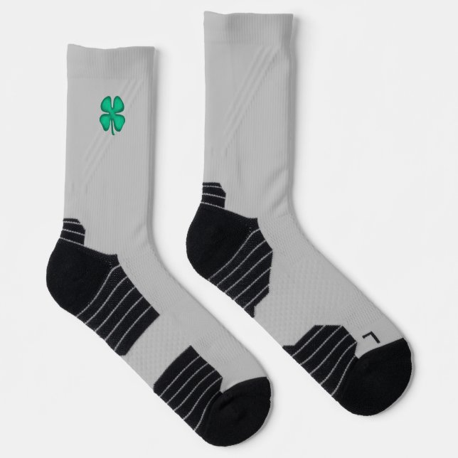 Lucky 4 Leaf Irish Clover gray performance socks (Right)