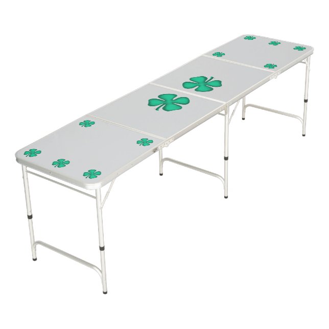 Lucky 4 Leaf Irish Clover gray ping pong table (Angled)