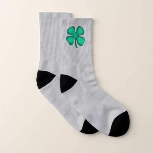 Lucky 4 Leaf Irish Clover gray socks