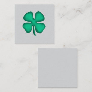 Lucky 4 Leaf Irish Clover gray sq business card