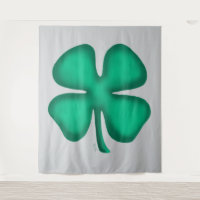 Lucky 4 Leaf Irish Clover gray tapestry