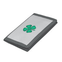 Lucky 4 Leaf Irish Clover gray wallet gray trim