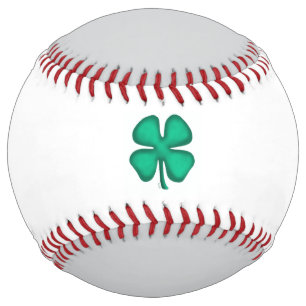 Lucky 4 Leaf Irish Clover gray white softball
