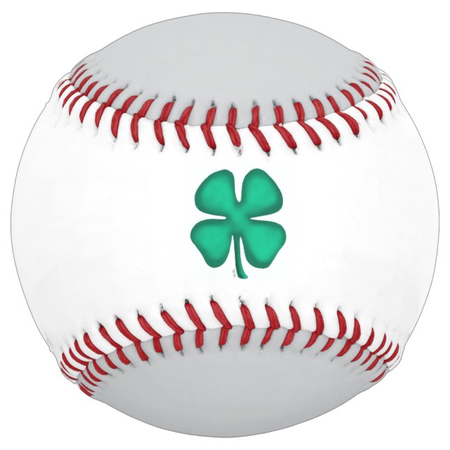 Lucky 4 Leaf Irish Clover gray white softball (Front)