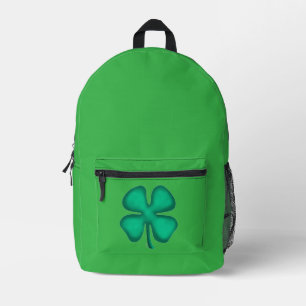 Lucky 4 Leaf Irish Clover green backpack
