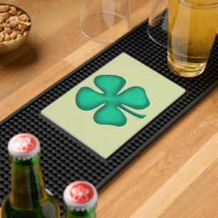 Lucky 4 Leaf Irish Clover green bar mat