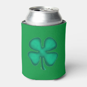 Lucky 4 Leaf Irish Clover green can cooler 2-side