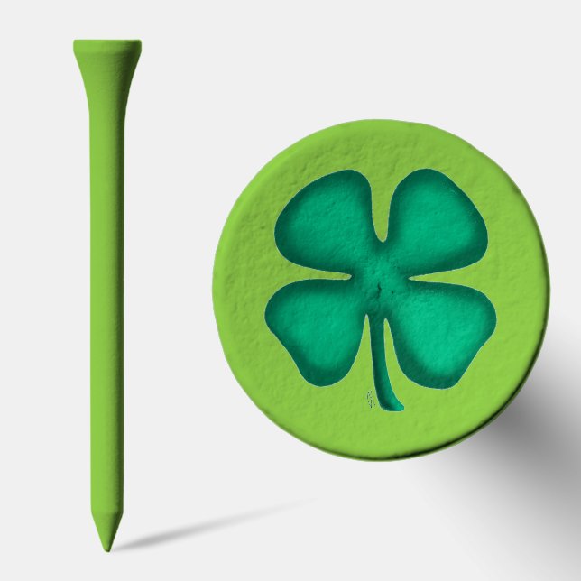Lucky 4 Leaf Irish Clover green golf tee top (Combo)