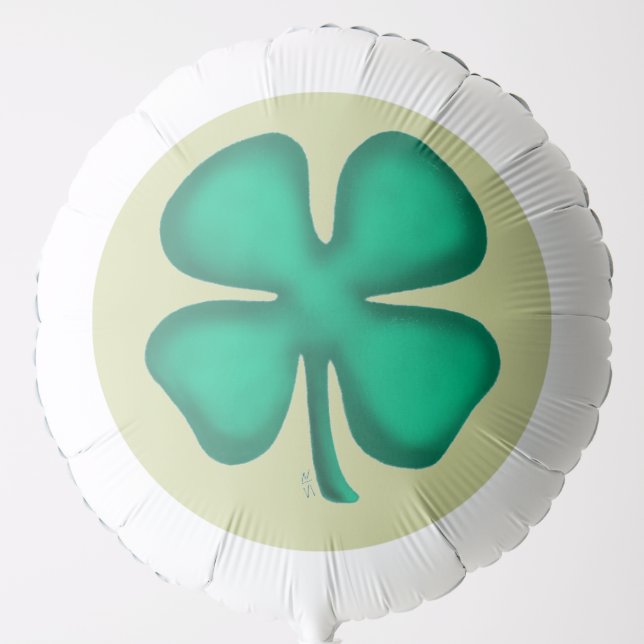 Lucky 4 Leaf Irish Clover green helium balloon (Front)