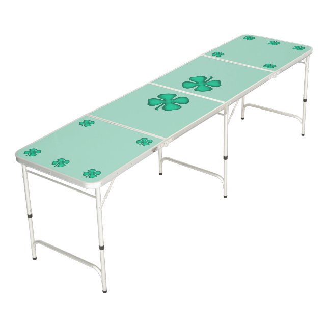 Lucky 4 Leaf Irish Clover green ping pong table (Angled)