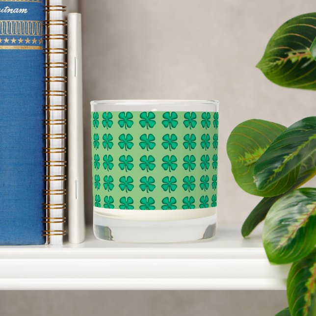 Lucky 4 Leaf Irish Clover green scented candle (Shelf)