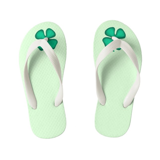 Lucky 4 Leaf Irish Clover green toddler flip flops (Footbed)