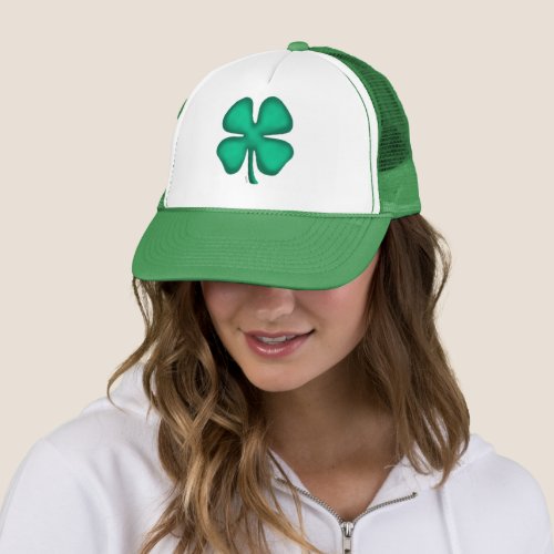 Lucky 4 Leaf Irish Clover green trucker hat