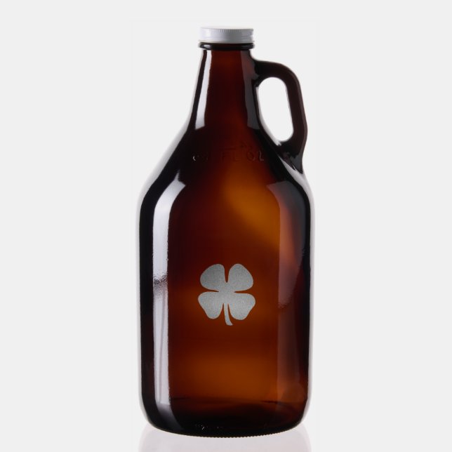 Lucky 4 Leaf Irish Clover growler bottle 64 oz (Glassware)