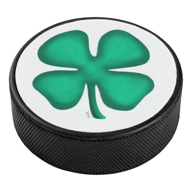 Lucky 4 Leaf Irish Clover hockey puck (3/4)