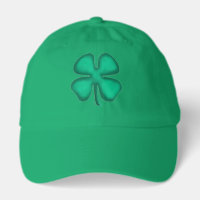Lucky 4 Leaf Irish Clover kelly green dad cap