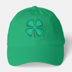 Lucky 4 Leaf Irish Clover kelly green dad cap