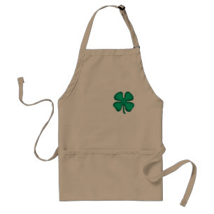 Lucky 4 Leaf Irish Clover khaki chef apron