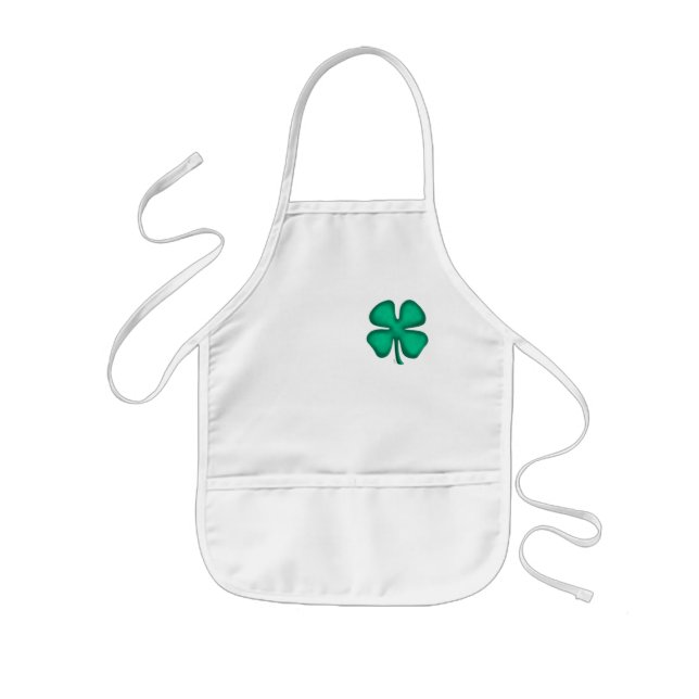 Lucky 4 Leaf Irish Clover kids chef apron (Front)