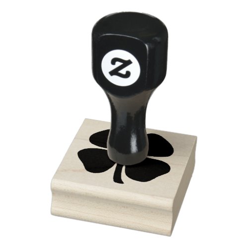 Lucky 4 Leaf Irish Clover lg rubber stamp w handle