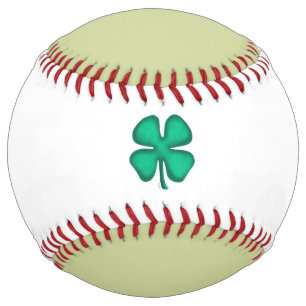 Lucky 4 Leaf Irish Clover lt green white softball