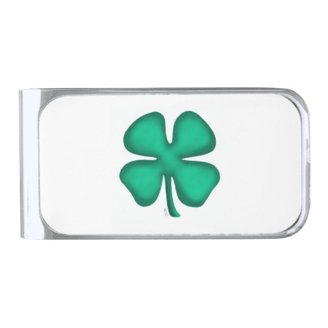 Lucky 4 Leaf Irish Clover money clip (Front)