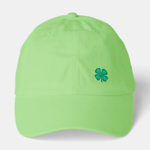 Lucky 4 Leaf Irish Clover neon green dad cap